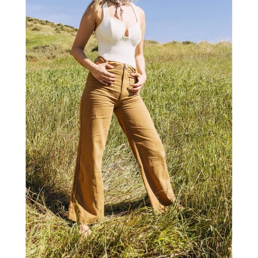Rolla’s Sailor ramie tan high waisted cropped pants size 29